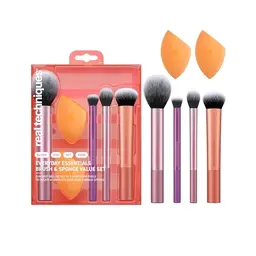Real Techniques Make-up-Set mit 4 Pinseln und 2 Schwämmen für Foundation, Rouge, Bronzer, Lidschatten & Puder