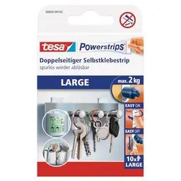 tesa Powerstrips Large Doppelklebestreifen für glatte Oberflächen, bis zu 2 kg, 10er Pack