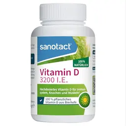 sanotact Vitamin D 3200 IE, pflanzliches, veganes Vitamin D aus Bierhefe, 90 Tabletten