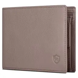 VON HEESEN Leder Geldbörse mit RFID Schutz für Damen & Herren, Taupe