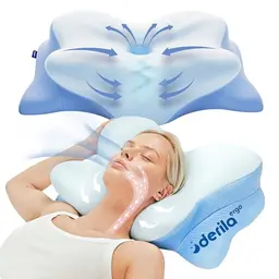 Derila Ergo Nackenkissen aus Memory Foam - Nackenstützkissen für Seiten-, Rücken- und Bauchschläfer