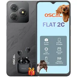 OSCAL Flat 2C Smartphone ohne Vertrag | 6GB RAM, 64GB Speicher, 6,56” HD+, Dual SIM, 5000mAh Akku, 2 Jahre Garantie