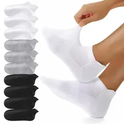 YouShow 10 Paar Sneaker Socken Damen & Herren, Atmungsaktiv, Kurze Baumwollsocken, Laufsocken, Schwarz Weiß Grau, Größe 47-50