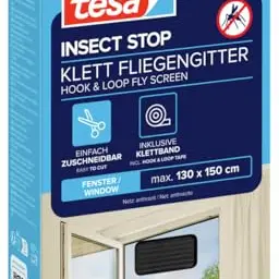 tesa Insect Stop Fliegengitter für Fenster - Mückenschutz ohne Bohren - Anthrazit - 130 x 150 cm