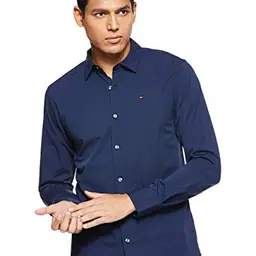 Tommy Jeans Herren Langarmhemd Blau (Black Iris), Größe XXS