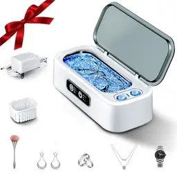 SUNPOW Ultraschallreinigungsgerät für Brillen, Schmuck & Kontaktlinsen – leise, 45 kHz, Dual-Kammer Design, Weiß