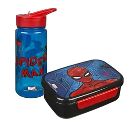 Scooli Spider Man Kindergeschirr Set - Brotdose und Trinkflasche für Schule und Kindergarten, ab 4 Jahren, BPA-frei