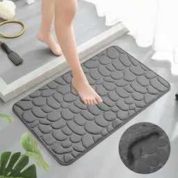 SWOUEKO Rutschfeste Badematte, Saugfähiger Memory Foam Badezimmerteppich, 50 x 80 cm, Dunkelgrau