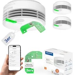 Hekatron Genius Plus X – Vernetzter Rauchmelder mit 10 Jahren Batterie – Testsieger – Funkrauchmelder Set – 3 Stück