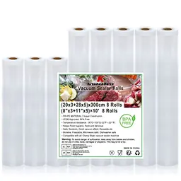 KitchenBoss Vakuumierbeutel 8 Rollen BPA-frei für Sous Vide, 20x30 cm und 28x50 cm