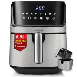 LEHMANN Heißluftfritteuse XL 6,5L, 8 Programme, Digitales Display, Air Fryer ohne Öl für die Familie