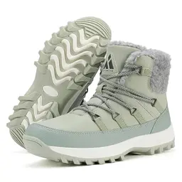 Mishansha Damen Winterschuhe Warm Gefüttert Rutschfest Outdoor Schneestiefel Grün 40