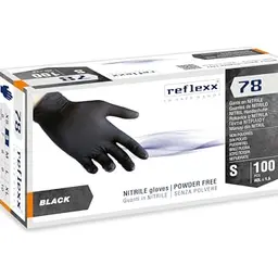 Reflexx R78 Nitrilhandschuhe, Puderfrei, Größe S, Schwarz - 100 Stück