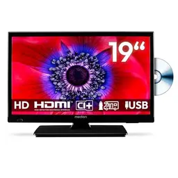 MEDION 47 cm (19 Zoll) HD Fernseher mit DVD-Player – ideal fürs Camping, Wohnmobil und Garten, 12V KFZ-Adapter, HDMI, USB