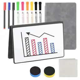 A5 Whiteboard Notizbuch, Tragbares Abwischbares Whiteboard mit Stiften & Radiergummi für Büro, Schule & Zuhause