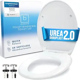 Benkstein® Toilettendeckel oval weiß mit Absenkautomatik – antibakterieller WC-Sitz – einfache Montage und Reinigung