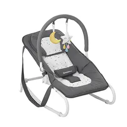 Badabulle Easy Moonlight Babywippe mit Kopfstütze, 5-fach verstellbarer Rückenlehne und abnehmbarem Spielbogen