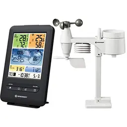 Bresser Funk-Wetterstation mit Außensensor – Temperatur, Luftfeuchte, Luftdruck, Wind und Regen, schwarz