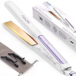 Faszin 2 in 1 Glätteisen für Locken und glattes Haar, 20s Heizzeit, LCD-Display - Weiß