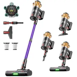 FDUXUD kabelloser Akku-Staubsauger 600W, 70 Min. Laufzeit, Anti-Tangle-Bürste, selbststehend, OLED, Wandstation, für Teppiche und Hartböden