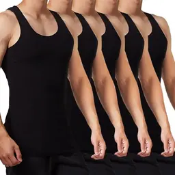 FALARY Herren Unterhemd Tank Top 5er Pack Schwarz, Größe 4XL