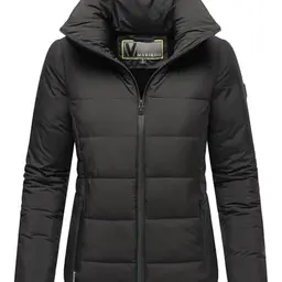 MARIKOO Damen Steppjacke kurz mit Kapuze Radaa 16 in Schwarz, Größe L
