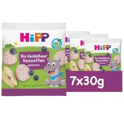HiPP Bio Heidelbeer Reiswaffeln, Babysnack ab 8. Monat, ohne Zuckerzusatz, in Bio-Qualität
