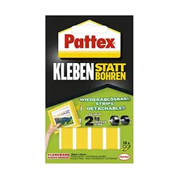 Pattex Kleben statt Bohren - Doppelseitige Klebe-Strips, stark und ablösbar, 10 Streifen (20 x 40 mm)
