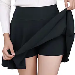 Damen Mini Skater Rock mit Shorts, dehnbarer Bund, A-Linie, basic, sportlich