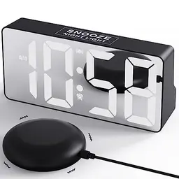 MINORZ Vibrationswecker mit Nachtlicht für Hörgeschädigte und Senioren, Dual-Alarm, Snooze, USB, 12/24H