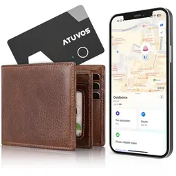 ATUVOS Air Tag Wallet Tracker - Dünne 1.6mm Kartenhülle, Wiederaufladbar, Kompatibel mit Apple Wo ist? APP, Ideal für Geldbeutel und Koffer
