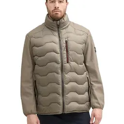 TOM TAILOR Herren Plussize Hybrid Jacke Stehkragen, Smokey Olive Green 2XL