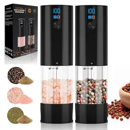 Elektrische Salz- und Pfeffermühle Set, USB Wiederaufladbar, Automatisch mit LED-Anzeige für die Küche