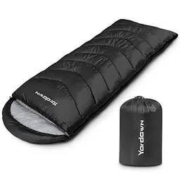 Yordawn Schlafsack Outdoor Camping für Erwachsene & Kinder, 3-4 Jahreszeiten, ultraleicht, wasserabweisend, kleines Packmaß, schwarz