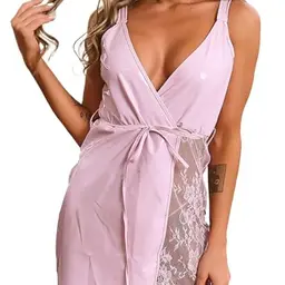 NewBull Damen Sexy Spitzenkleid aus Leder in Rosa - Einheitsgröße