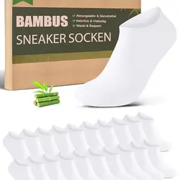Effeet Bambus Sneaker Socken Herren Damen 10 Paar – Atmungsaktive, antibakterielle, kurze Sommersocken, Weiß, 35–38