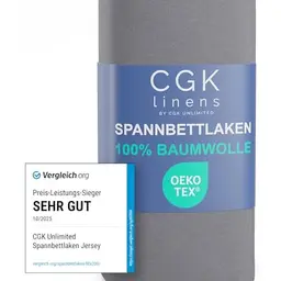 Spannbettlaken Jersey 180x200 cm - 100% Baumwolle, weich & atmungsaktiv, Dunkelgrau