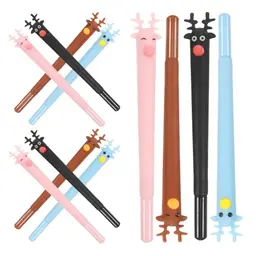 Operitacx 12er Set Weihnachts-Reindeer Kugelschreiber für Studenten (Blau, Schwarz, Braun, Pink)