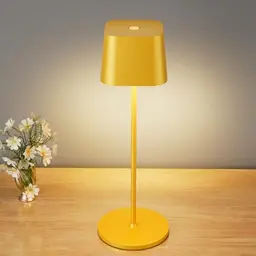 Brightower kabellose LED Tischlampe, 3 Farbtemperaturen, dimmbar, wiederaufladbar, IP54, für Innen und Außen, Gelb