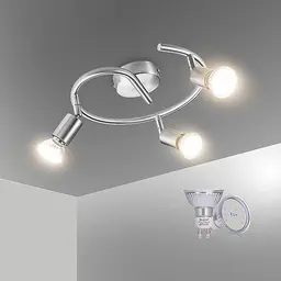 Bojim 3-Flammiger Deckenstrahler, Schwenkbare LED Deckenleuchte in Mattes Nickel, inkl. 3 x 6W GU10 Leuchtmittel