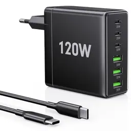FINIBO 120W USB C Ladegerät – 6 Ports Schnellladegerät für iPad & Smartphone