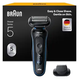 Braun Series 5 Elektrorasierer für Herren, Kabellos, 50 Min. Akku, Nass- und Trockenrasierer, Blau