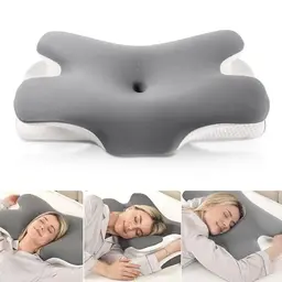 MULISOFT Memory Foam Nackenkissen, ergonomisch, zwei Höhen, für Seiten-, Rücken- und Bauchschläfer, Grau