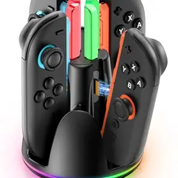 Rysker Switch 2 Ladestation für Joy-Con Controller mit 9 RGB Modi, magnetischer Ladung, 2,5 Std. Schnellladung
