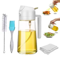 Augeno 500 ml 2-in-1 Ölspender & Ölsprüher für Speiseöl mit Silikon-Ölbürste und Reinigungstuch | Ideal zum Kochen und Grillen