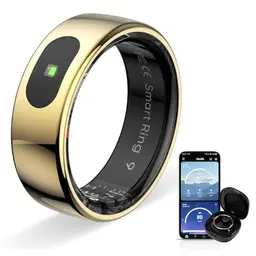 HPLSZCN Smart Ring für Herren & Damen – Touch-Steuerbarer Fitness Tracker, Wasserdicht, Kompatibel mit iPhone & Android, Gold