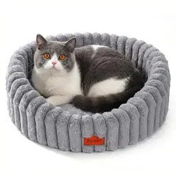 Avont Flauschiges Katzenbett, waschbar, rutschfest, gemütliches Schlafnest für Katzen & kleine Hunde - M (Grau)