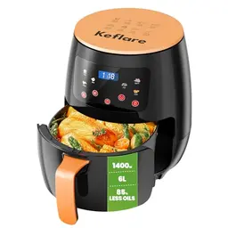 Air Fryer Heißluftfritteuse 6L, 1400W mit Touchscreen, 6 Programme, fettarm, leise