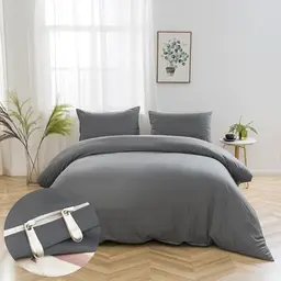 AYSW Microfaser Bettwäsche Set 200x200 cm mit 2 Kissenbezügen 80x80 cm - Grau