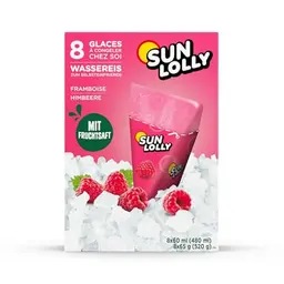 Sun Lolly Wassereis Himbeere 8 Stk | Mit Fruchtsaft | Ohne künstliche Aromen | Ohne Süßstoffe | Laktosefrei | Glutenfrei | 8 x 60ml